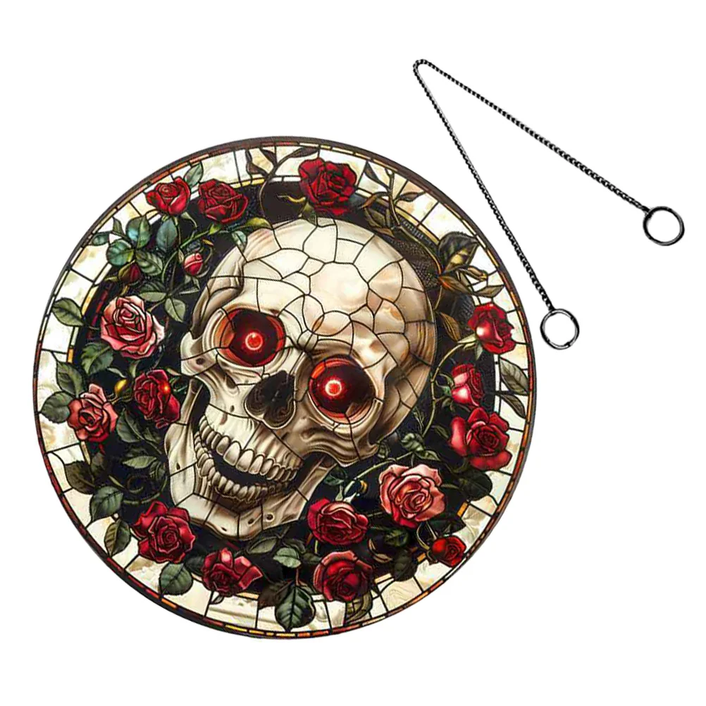 

Rose Skull Listing Glow The Dark Sign Window for Halloween Decor Decorate Acrylic Pendant Decorative Prop Door Porch