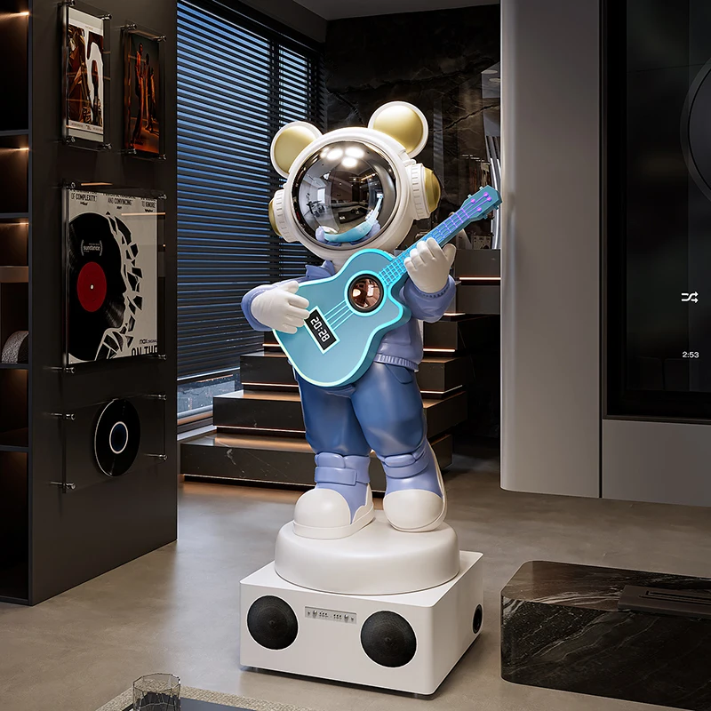 Home Decor 100CM Bluetooth Speaker Guitar Rabbit Astronaut Statue Decor Living Room Animal Sculpture Ornament Housewarming Gift