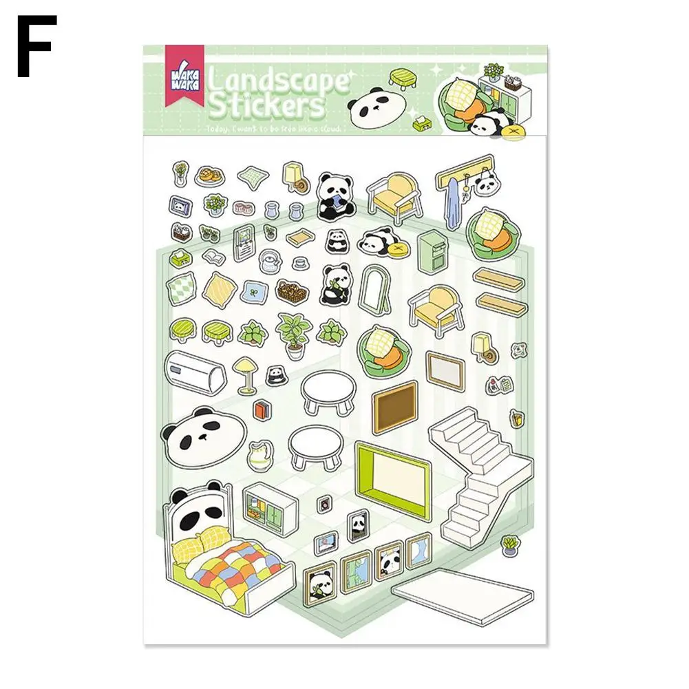 Cartoon Miniatuur Scène 3D Landschapsarchitectuur Stickers DIY Cabine Scène Stapelen En Plakken Hand Account Leuk Cadeau Voor Kid Kind G6W5