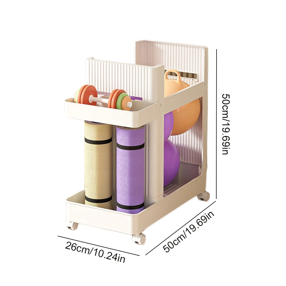 Carro organizador de equipo de gimnasio con ruedas, soporte para equipo deportivo, estante de almacenamiento para esterilla de Yoga, organizador de herramientas deportivas para equipo de Fitness