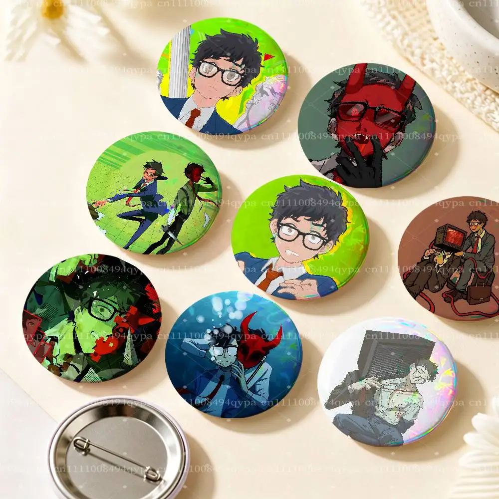 Y-Yuppie Psycho Horror Pin Buttons Round Badge for Clothes Bags Hats Pins Accessories Backpacks Tote Bags Outfit Decor
