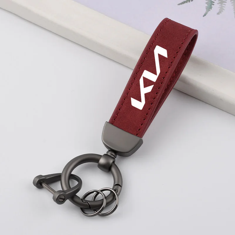 Suede Leather Car Keychain Zinc Alloy Key Ring Men Gift For KIA Ceed Sportage Rio Proceed K5 Optima Sedona Forte Cerato Venga