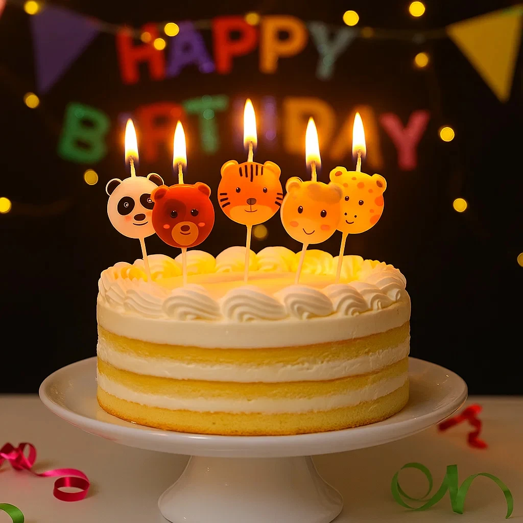 Kreative Tier Kerze Kuchen Dekoration Plugin Tiger Panda Giraffe Schwein Hund Kuh Cartoon Geburtstag Party Backen Kerzen – Detail 2
