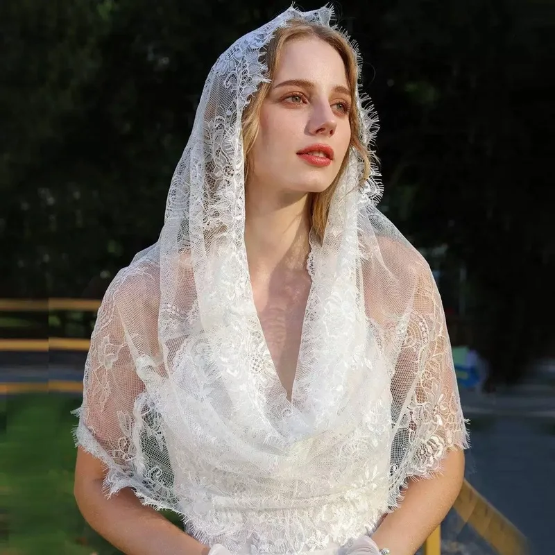 2pc Woman black white two layers eyelash feel lace veil spring summer lace breathable Bride wedding headwear bride accessories