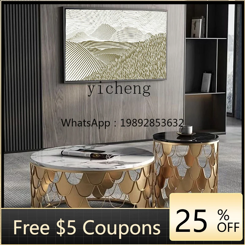 

AA light luxury stainless steel coffee table modern simple living room home creative corner table tempered glass edge table