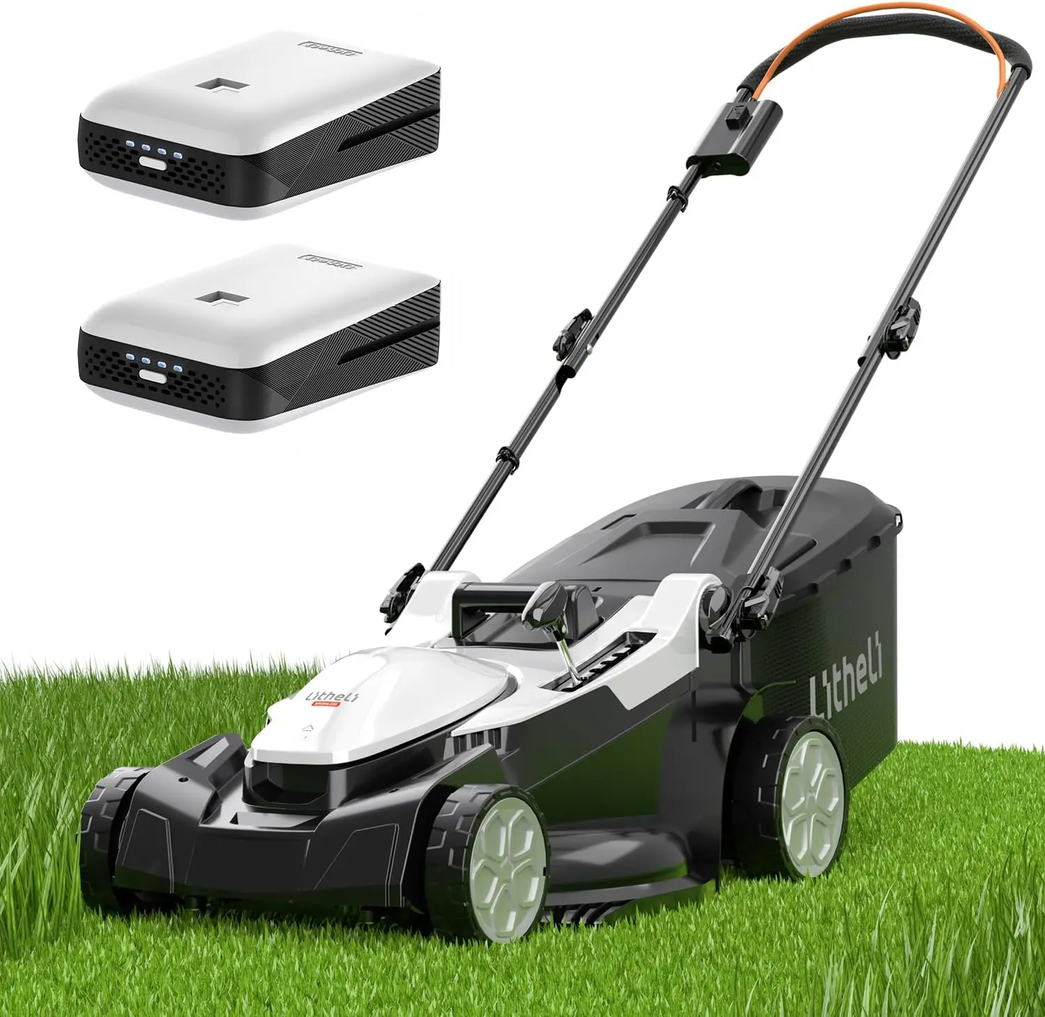 

40V Cordless Brushless Lawn Mower with 16" Cut, 6-Height Adjust, Lightweight & Portable, Includes 2 Batteries