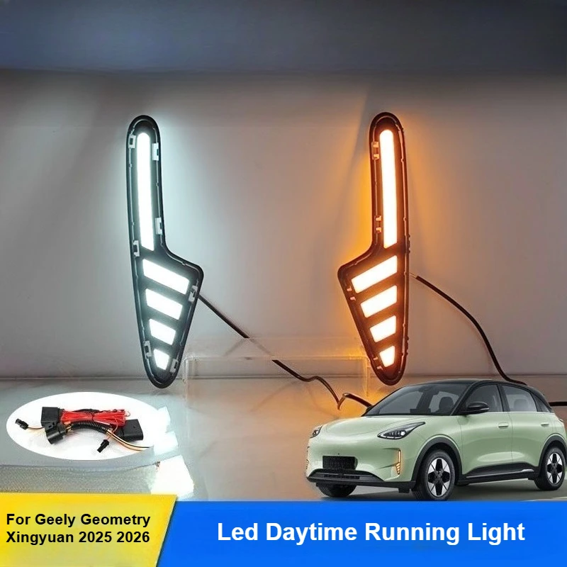 

Для Geely Geometry Xingyuan 2025 2026 светодиодные дневные ходовые огни, плавный указатель поворота, передняя противотуманная фара, модификация, аксессуары