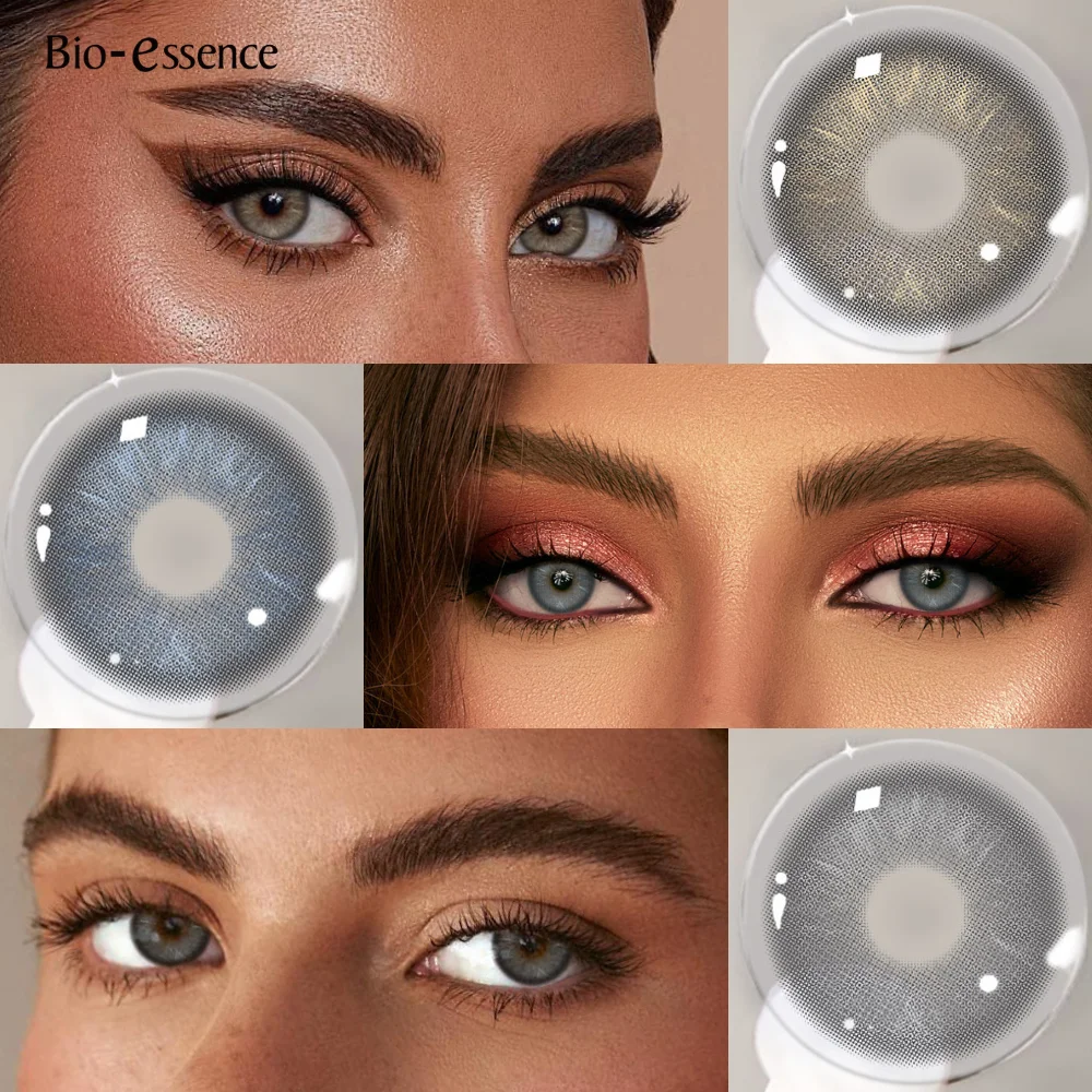Bio-essence Muses Serie Kontaktlinsen Natürlicher Look Schönheits-Pupillen Braune Augenkontaktlinsen Kosmetische Grau/Blaue Linsen für Alltag und Party