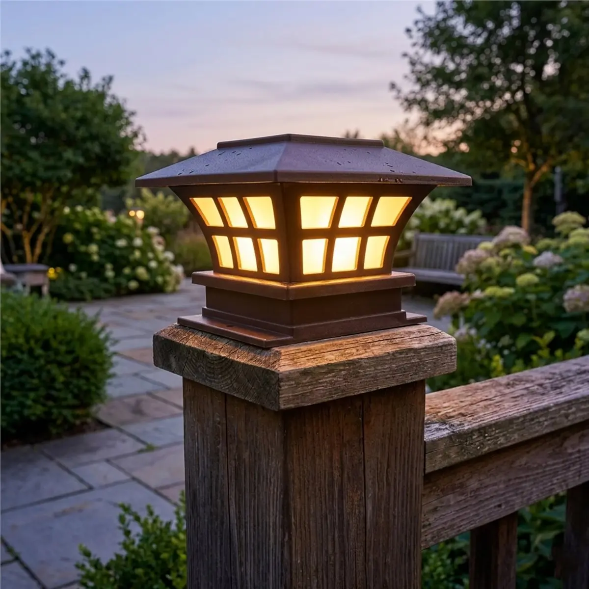 AA19 Solar Post Lamp Outdoor Waterproof Column Head Light for Garden Wall Lamp Garden Fence Landscape Lamp for Gate Garden