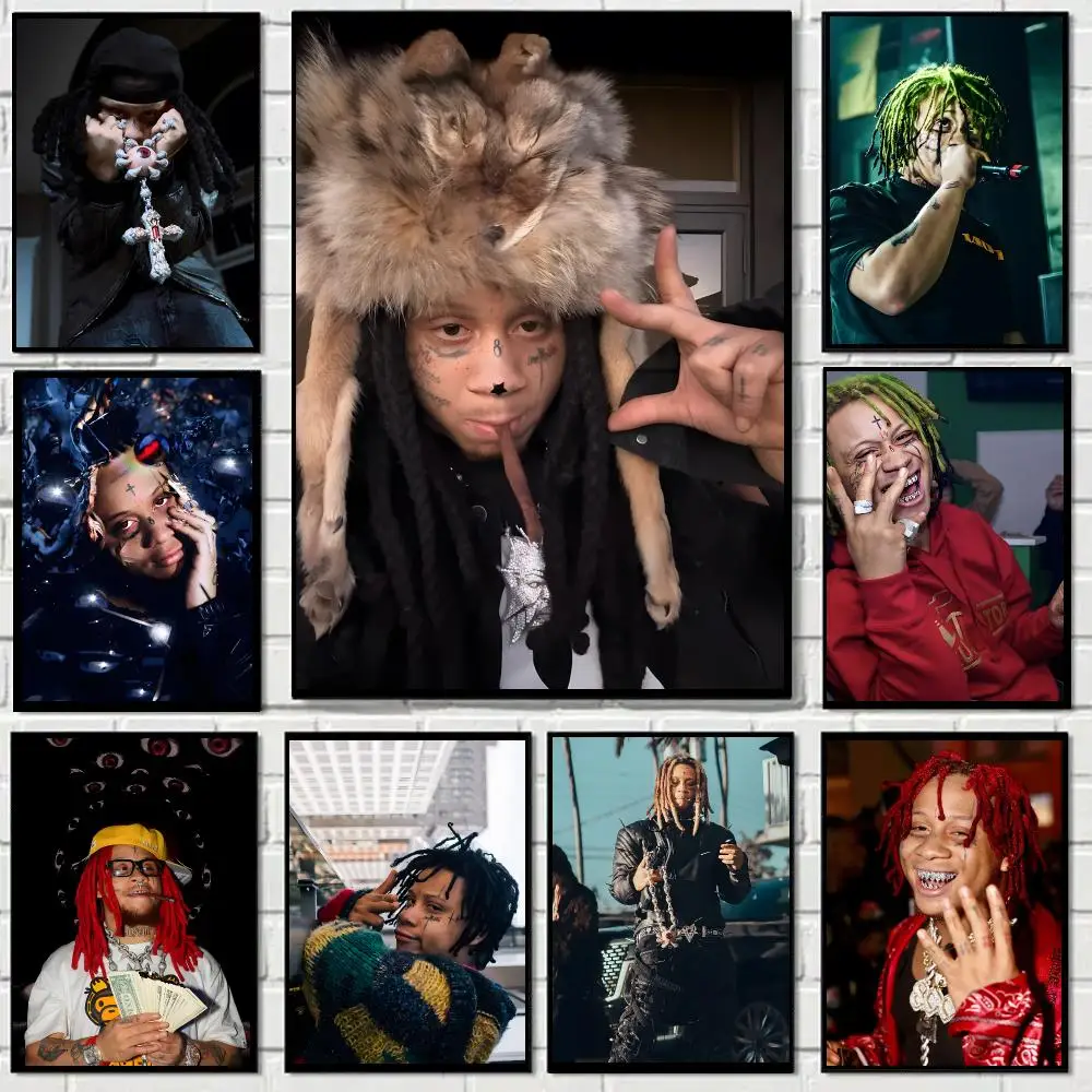 Trippie Redd Singer Poster Self-adhesive Decal Living Room Bedroom Party Bar Decor Moisture-proof Fade-resistant