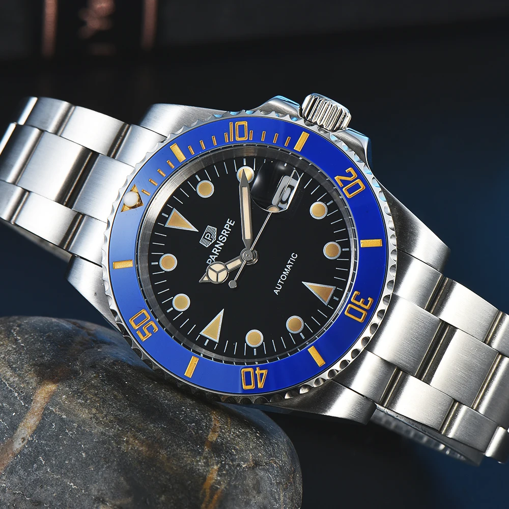 

Waterproof Luminous Luxury Sapphire Glass Mrror watch Stainless steel bezel blue automatic mechanical watch 40mm dial
