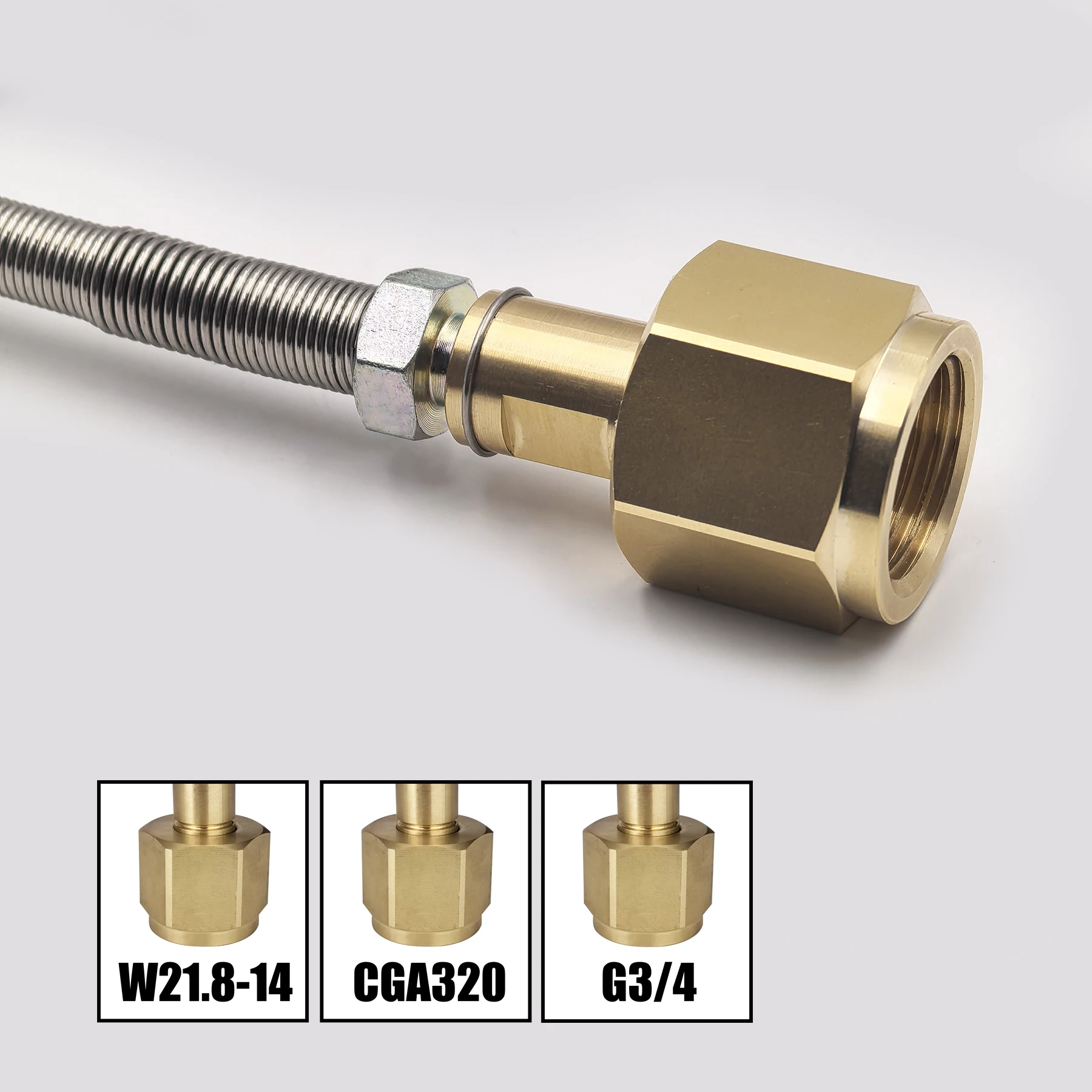 Adaptador de carga de repuesto de estación de llenado HPA de tanque de botella de cilindro de dióxido de carbono con conector de manguera de 40 pulgadas/100 cm W21.8, CGA320