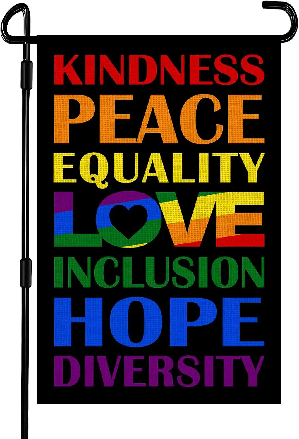 Kindness Peace Equality Love Garden Flag 12x18 Inch Double Sided Burlap LGBTQ Pride Rainbow Diversity Flag for Pride Outdoor cci