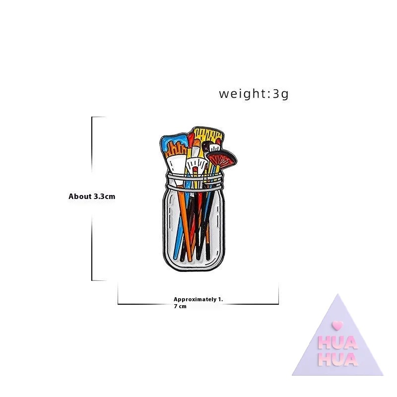 2025 هوا هوا فرش الطلاء في جرة واضحة المينا دبوس الأشعة فوق البنفسجية شاشة الطباعة الفنان شارة الفنان لوازم بروش فرش للمكياج دبابيس