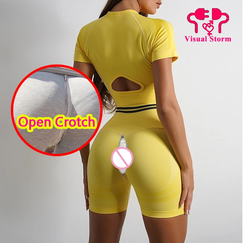 

Женский комплект: шорты с открытой промежностью и скрытой молнией, высокая талия, облегающие, в европейском стиле, удобные для фитнеса и тренажерного зала