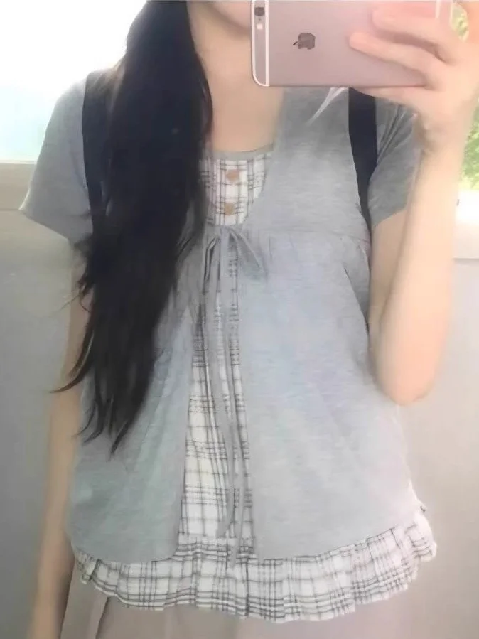 Retro SEI Summer Unique Plaid Color con cintura Slim Fit Casual Cardigan aperto Top da donna coreano Sle Loose Fit irt