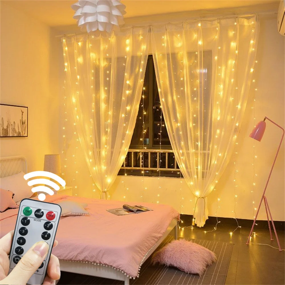 

Remote Control Party Decoration LED Fairy Festoon Wedding Curtain Garland on The Window USB String Light for Home Room Christmas