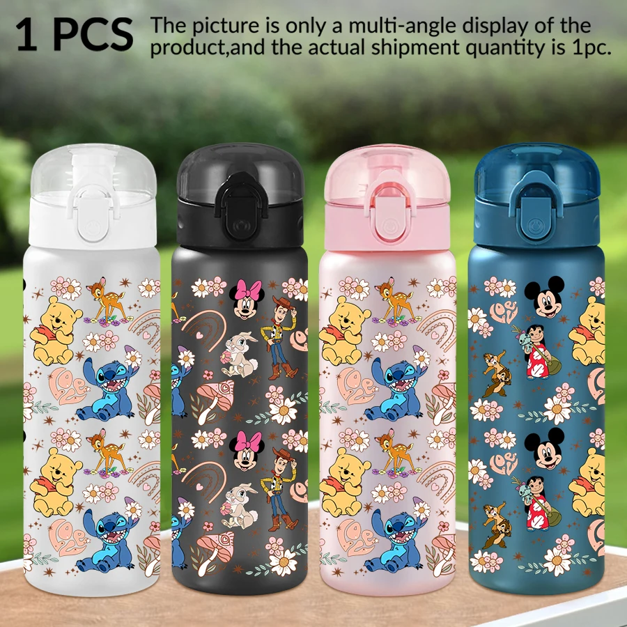 

1 шт., пластиковая бутылка для воды Disney, Пух, Стич, узор 26 унций, чашка для воды для занятий спортом на открытом воздухе, подарок на день рождения/повернення домой