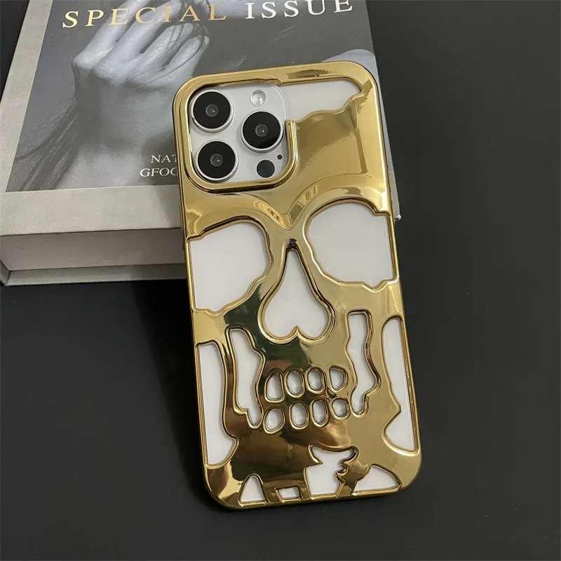 Coole Hohlraum-Wärmeableitungs-Handyhülle mit Totenkopf-Ghostface-Plattierung für iPhone 18 17 16 Pro Max 15 14 13, modische, schlanke Hülle – Detail 13