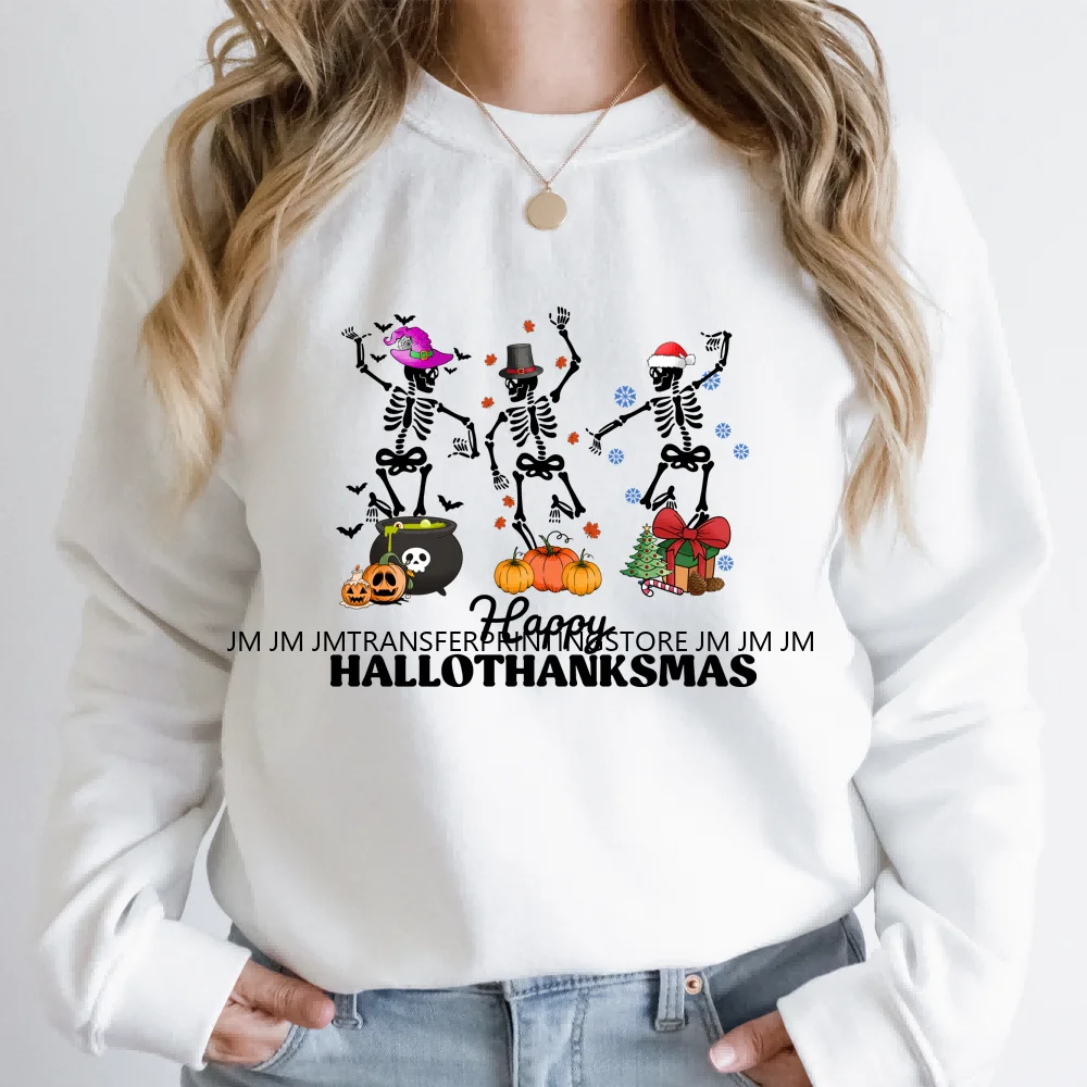 Eat Drink And Be Thankful Hallothanksmas Decals Santa Gnome Coffee Cup Animal Pumpkin Iron On DTF Transfer Sticker For Clothing