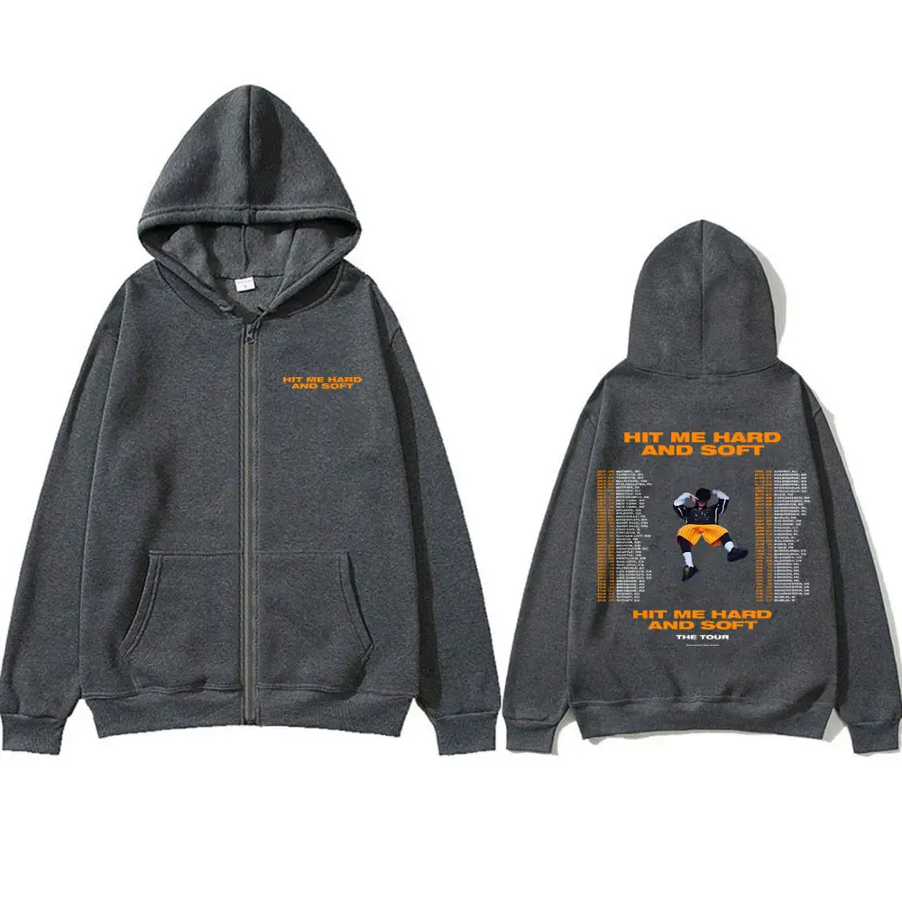 Hit Me Hard and Soft 2024 Tour Zipper Hoodie Men's Casual Trend Music Zip Up Jacket Men Women Fashion Oversized Zip Up Hoodies