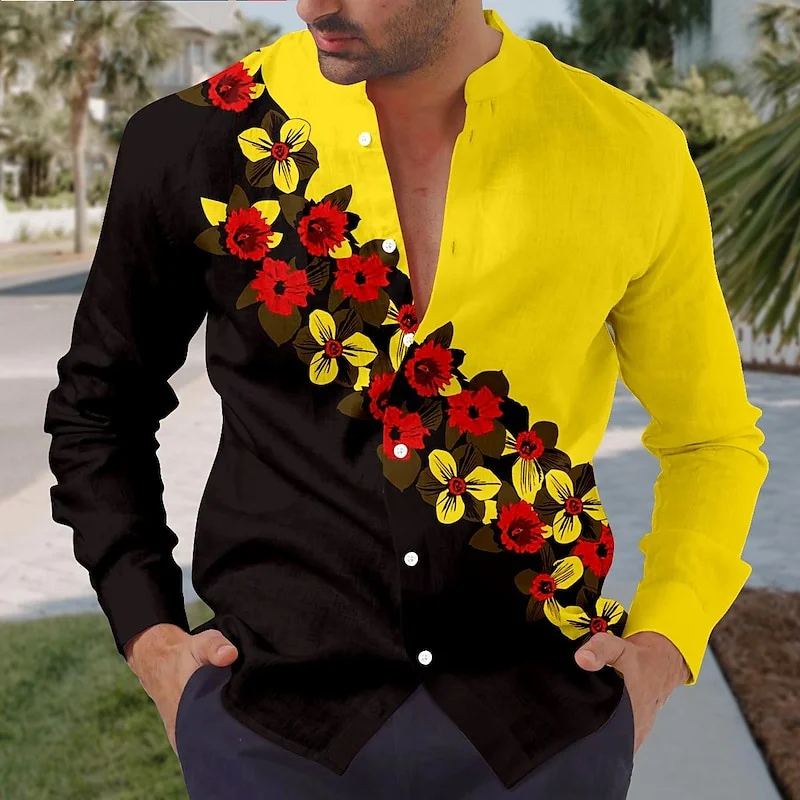 

Men's shirt Men's casual shirt High -quality 3D printing fashion designer trendy flower shirt comfortable and breathable