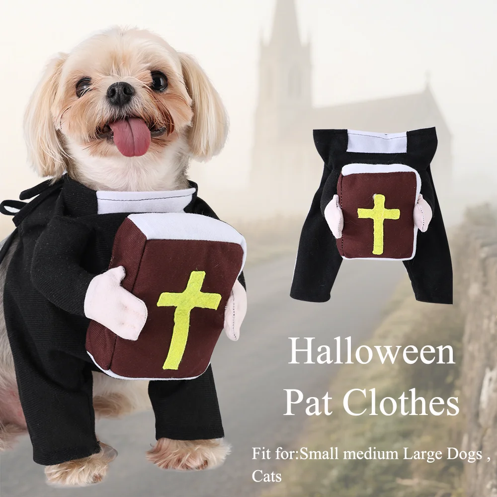 Funny Halloween Cat Clothes Cross Bible Jesus Cosplay Cats C