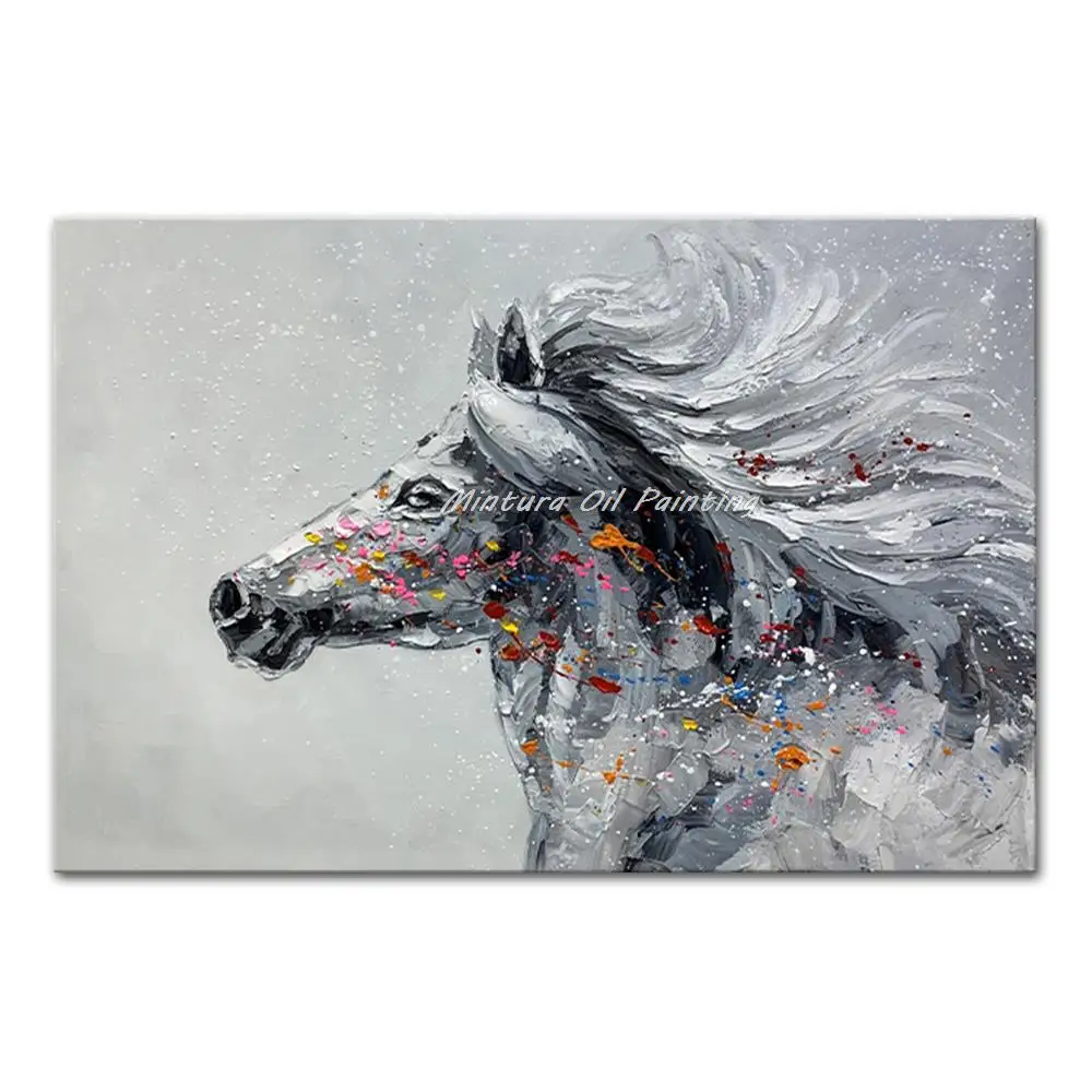 

Mintura,Hand-Painted Handmade Oil Paintings on Canva The Galloping horse Modern Wall Art for Living Room Home Decoration Artwork