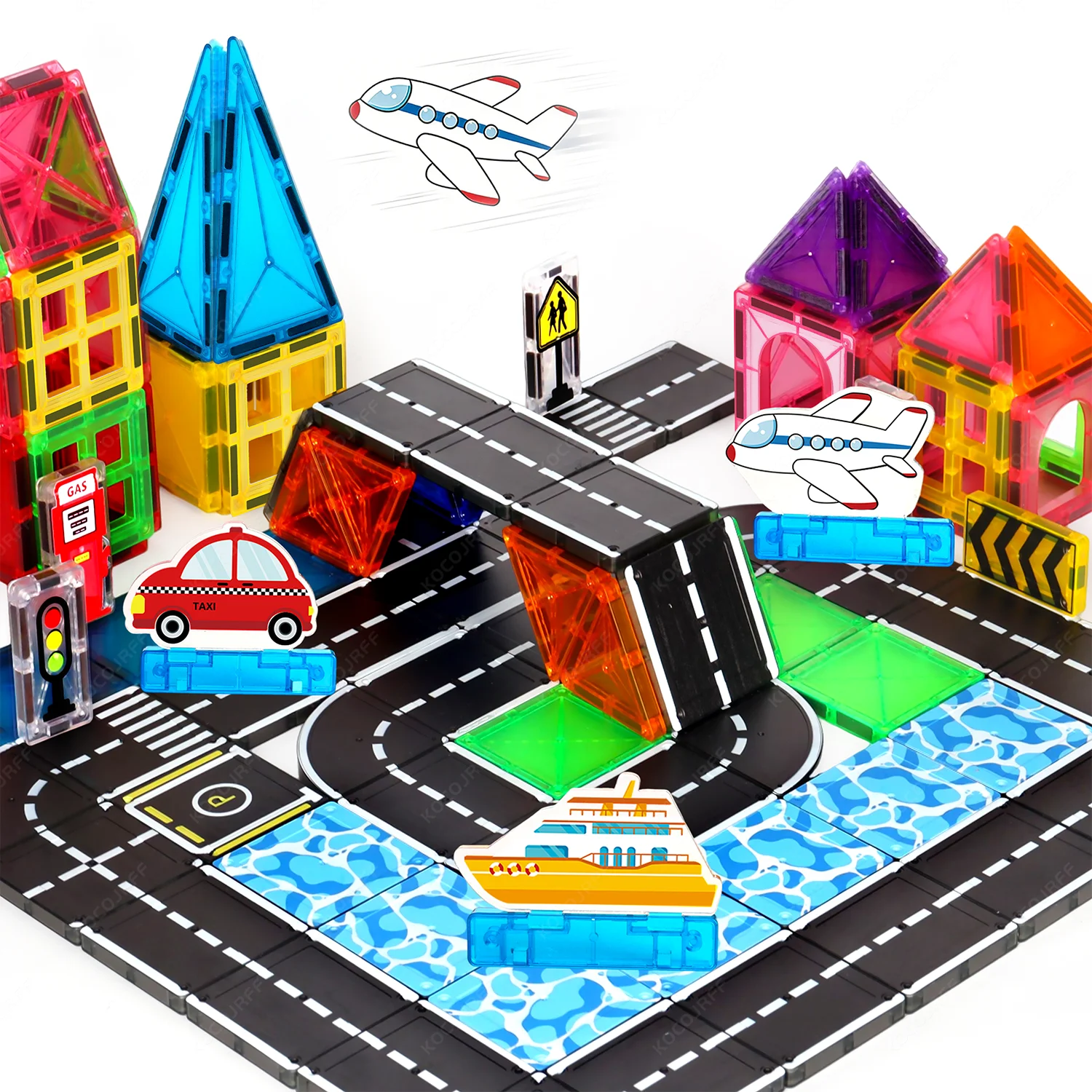 

Magnetic Building Blocks Toy Road Track Small Size, Cars, Ships, Airplanes, Creative Construction Toys, Children's Gifts