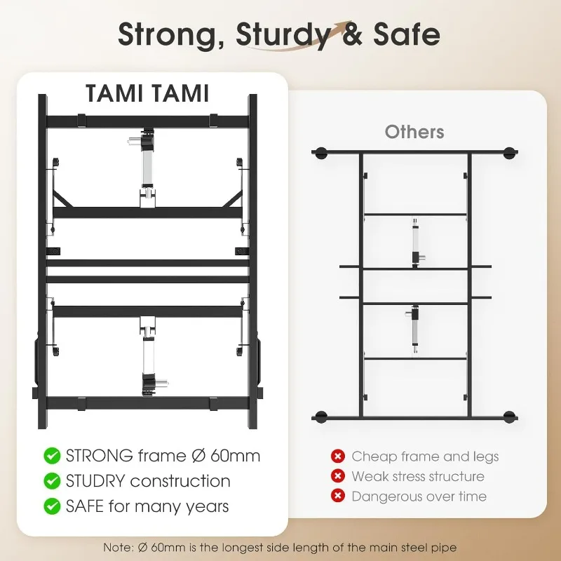 Split King Adjustable Bed Frame Base, TAMI TAMI Ergonomic Bed with Curved Lumbar Protect Waist&Back- Zero Gravity Massage Bed
