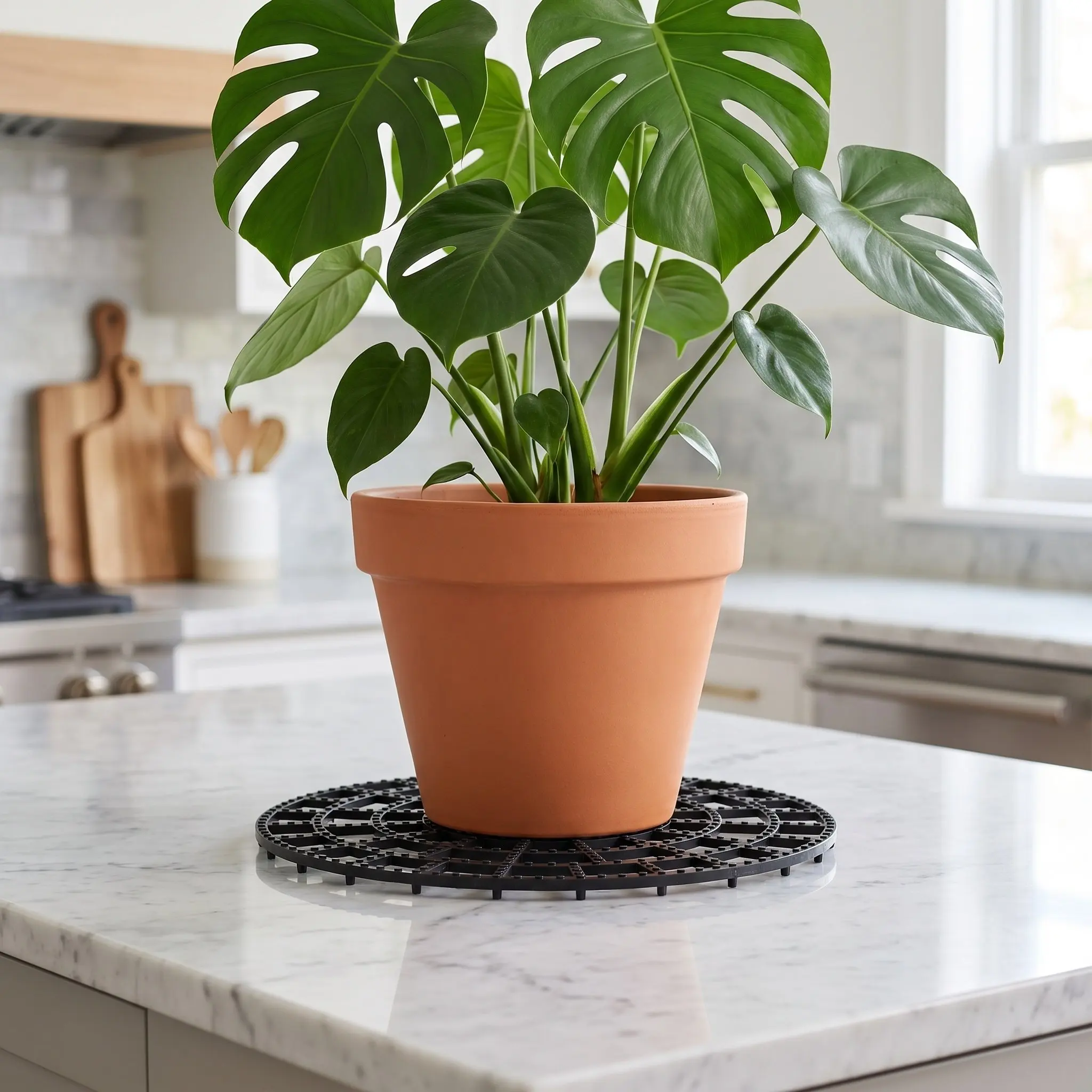 4Pcs Plastic Flower Pot Tray Risers Adjustable Planter Riser Protect Deck Prevent Stains Improve Drainage Plant Stand Pad