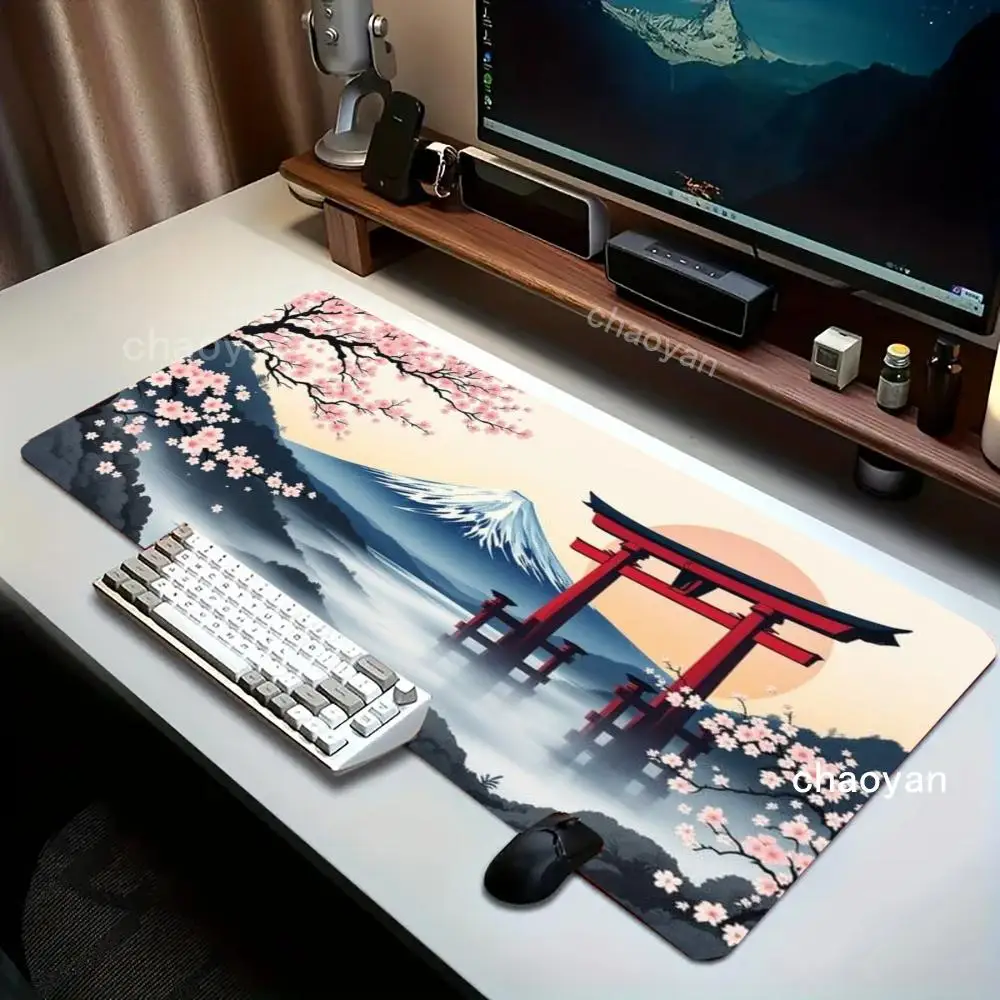 Коврик для мыши с пейзажем вишни, XXL, настольная клавиатура, настольные коврики, игровой противоскользящий настольный коврик, компьютерные аксессуары, длинный коврик для мыши