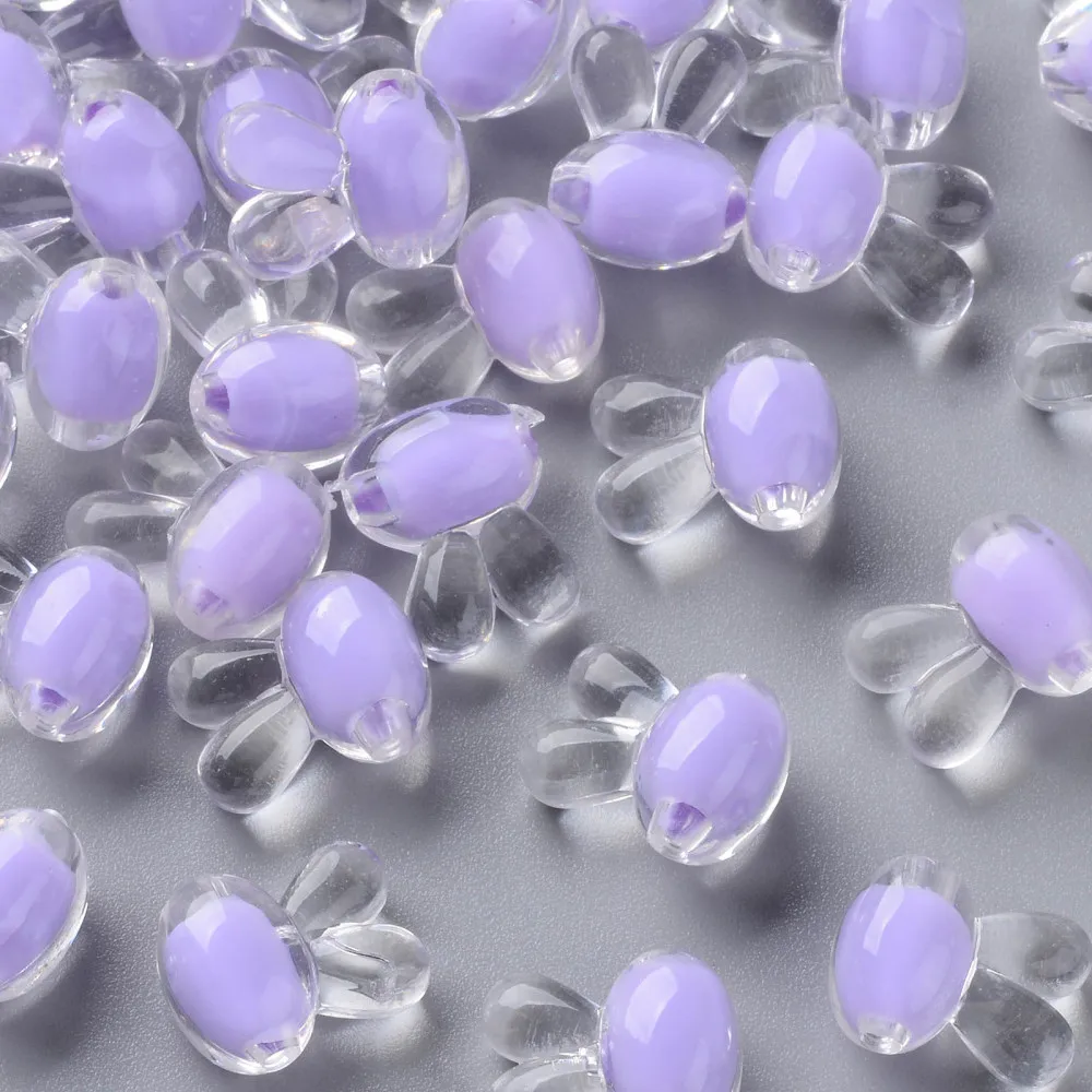 500g Transparent Acrylic Beads Bead in Bead Rabbit Lilac 15.5x12x9.5mm Hole: 2mm about 480pcs/500g