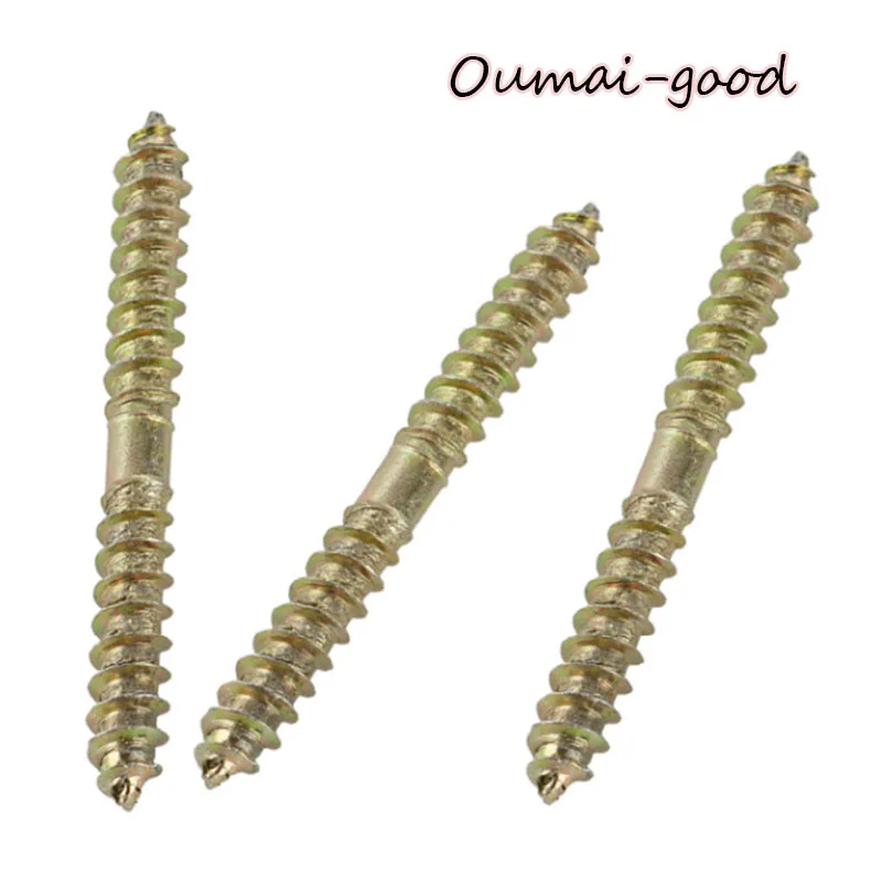20/30/50/100pcs Carbon Steel Hanger Bolt Wood To Metal Dowels Double Ended Furniture Fixing Self Tapping Screws Wood Thread Stud