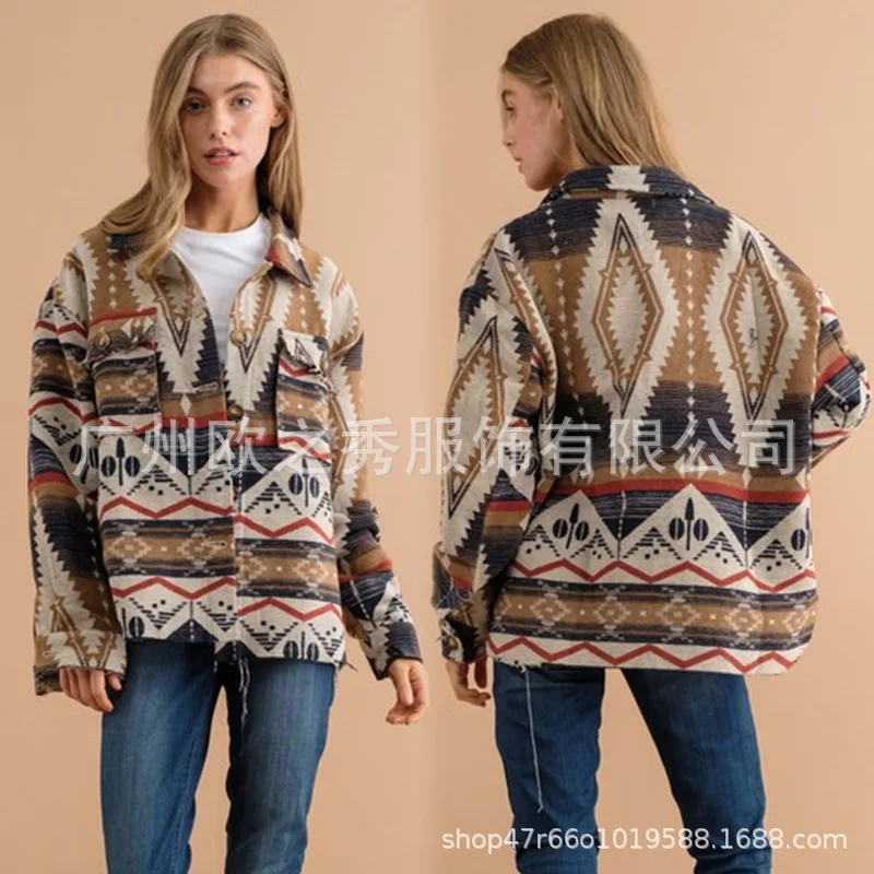 

Women's Autumn Spring Top Coat Printed Thickened Retro Simple Comfortable Casual Design Fashion Advanced Niche Versatile Skinny