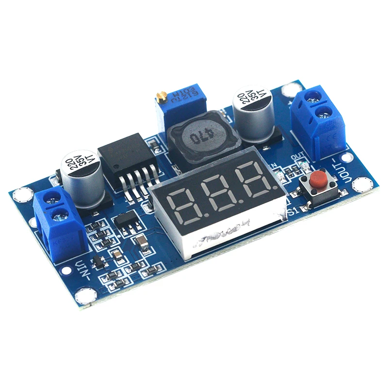 LM2596 BUCK 3A DC-DC Voltage Adjustable Step-Down Power Module + Blue LED Voltmeter