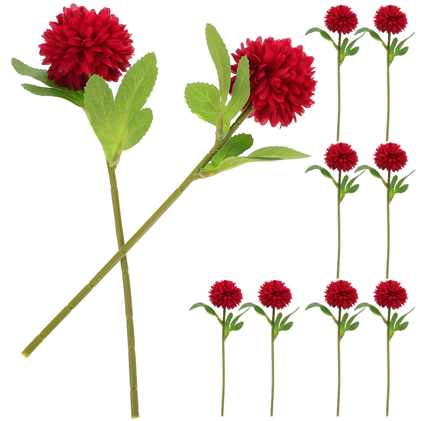 

10 Pcs Simulated Pong Chrysanthemum Fake Table Centerpiece Artificial Stem Red Stems Plastic
