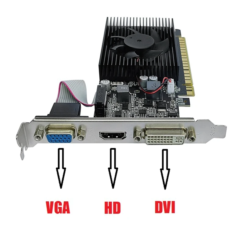 GT210 1GB DDR3 64Bit Kartu Grafis PCIE 2.0 40nm GPU -Kompatibel+VGA+DVI Kartu Video Desktop-A14G