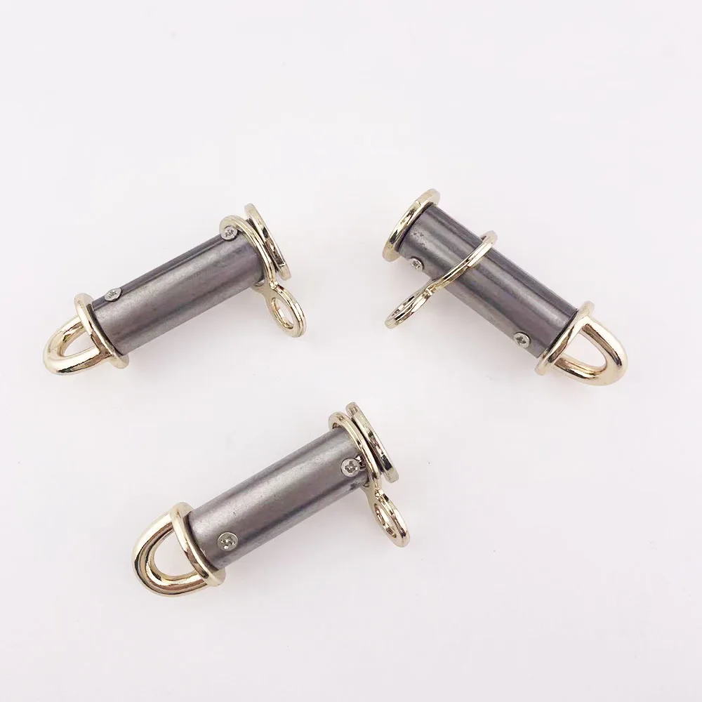 2Pcs Two-tone Metal Cylinder Bag Handle Clasp D Ring Hook Buckle Bag Hardware with Rings DIY Craft Suppliers for Handbags