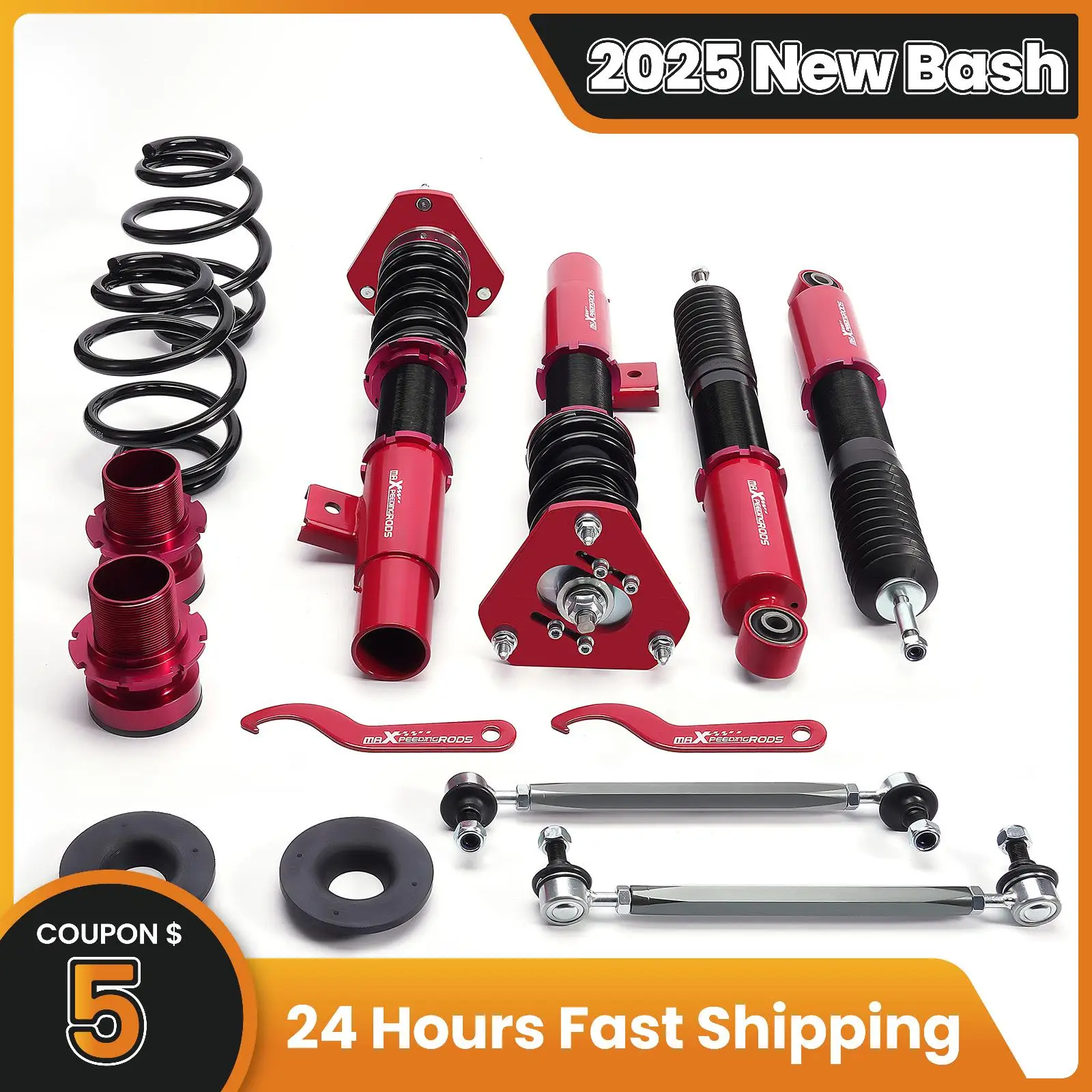 

MaXpeedingrods Adjustable Coilovers For Volkswagen Jetta 54.5mm 06-18 MK5 MK6 Shocks Struts Suspension Spring