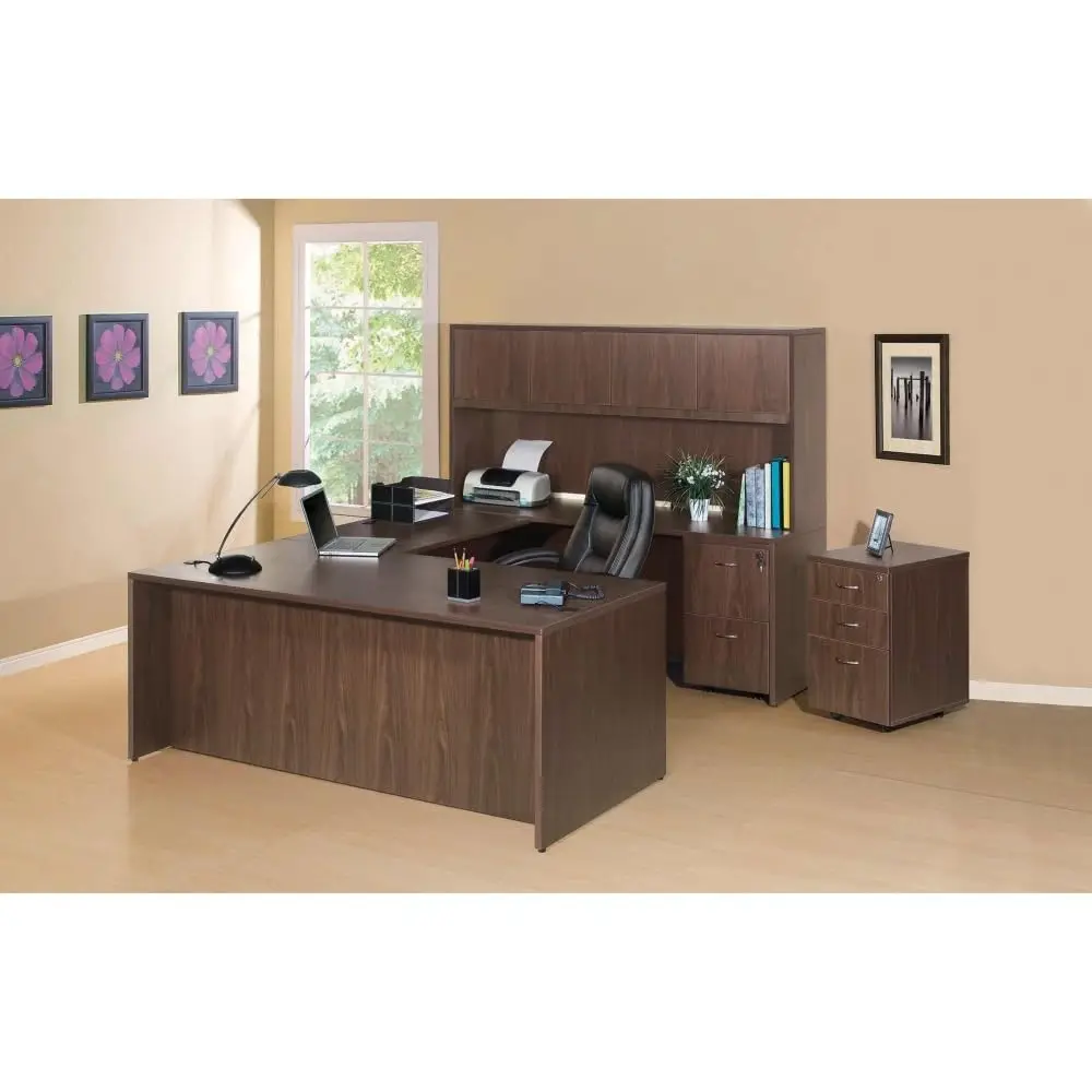 Walnut Freestanding Mobile Pedestal, Office Storage Cabinet with Locking Drawer, Commercial & Home Workspace, Customized