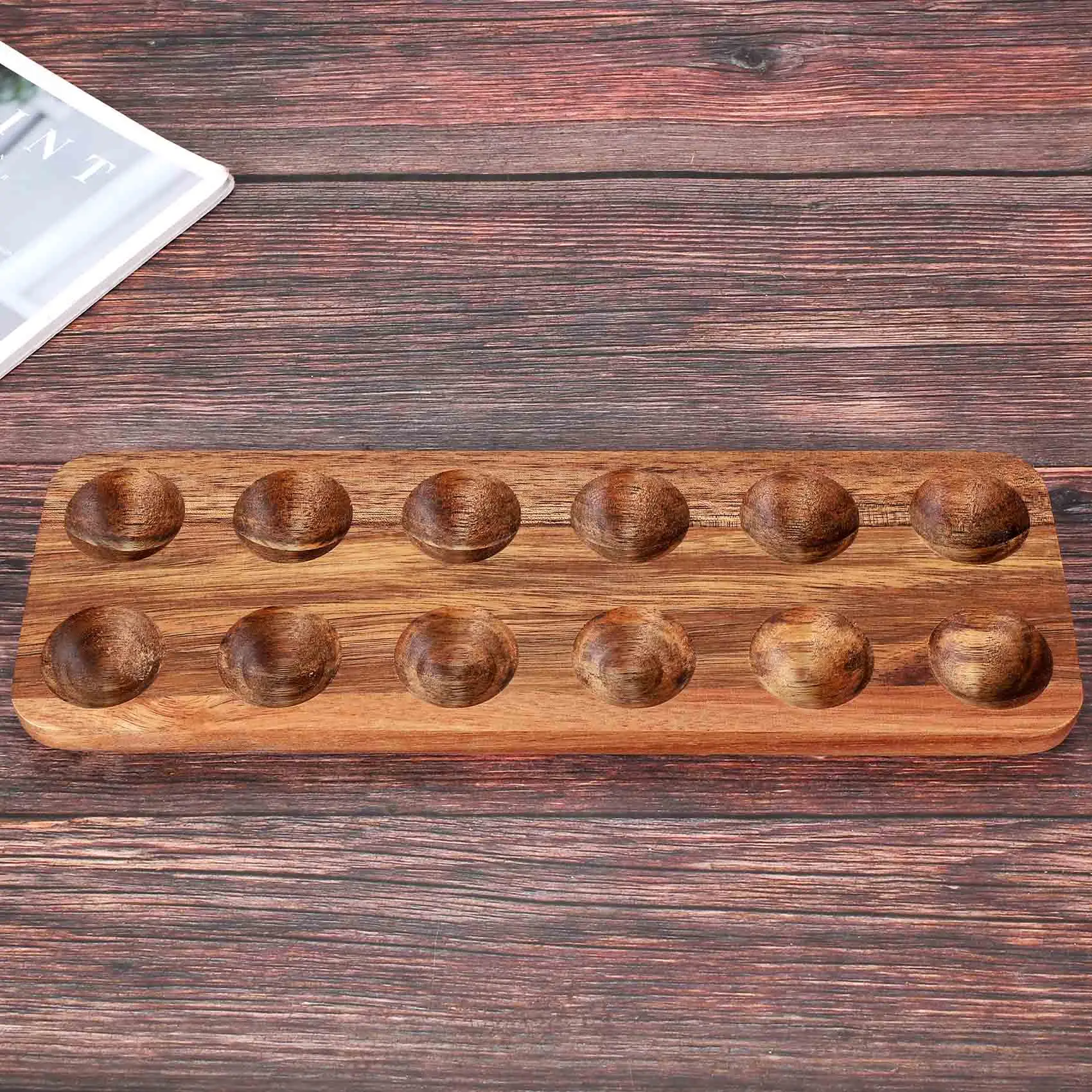 12 Holes Japanese Style Wooden Double Row Egg Storage Box Home Organizer Rack Eggs Holder Kitchen Decor Accessories