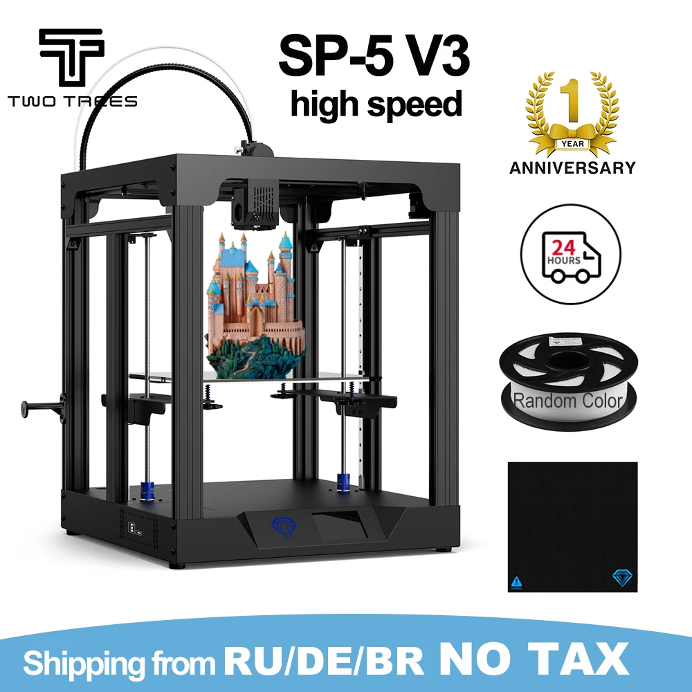 Twotrees 3D Printer SP-5 V3 High Speed Printing Core XY 350m/s Dual Z Axis Automatic Leveling Direct Extruder Large Size Fast