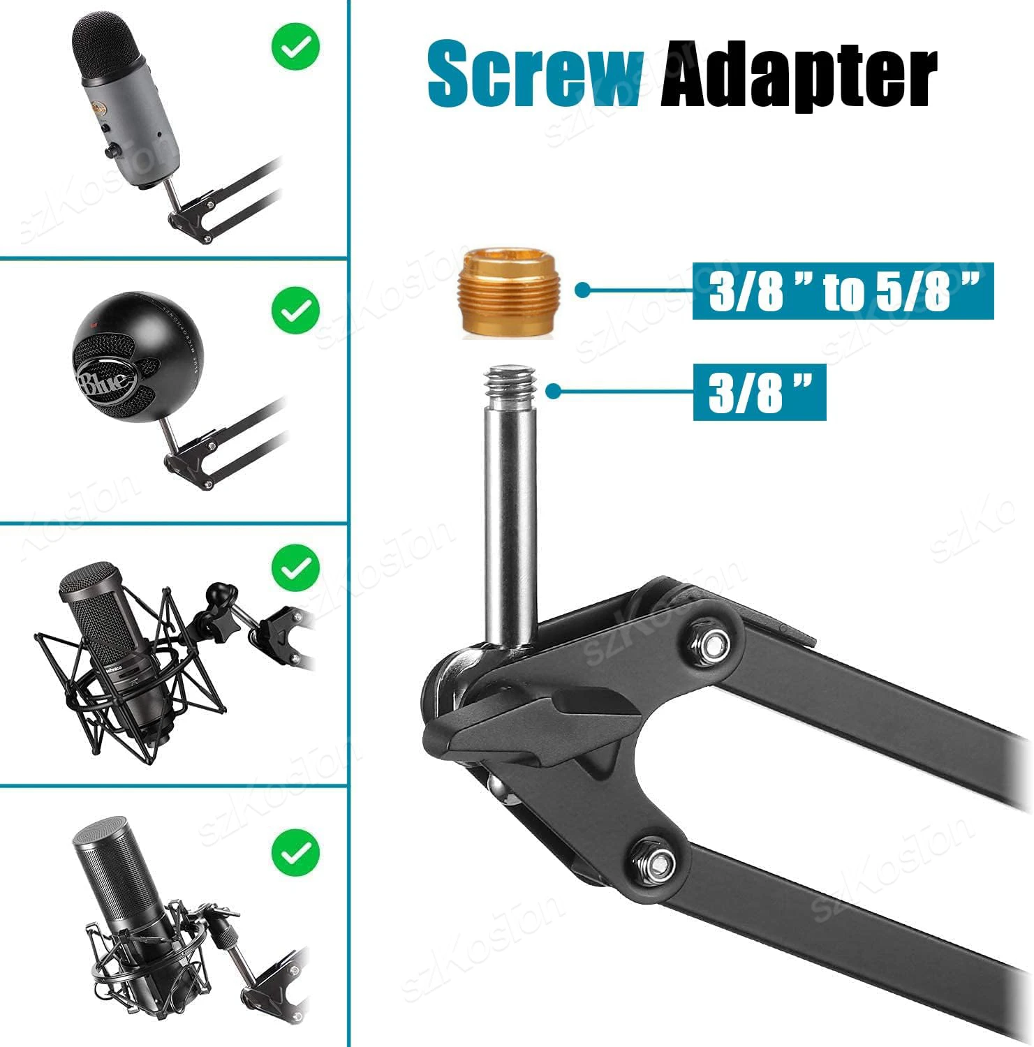 Articulated Arm Microphone Stand Recording Condenser Microphone Stand Adjustable Suspension Scissor Boom Arm for SM7B AM8 A8 A6V