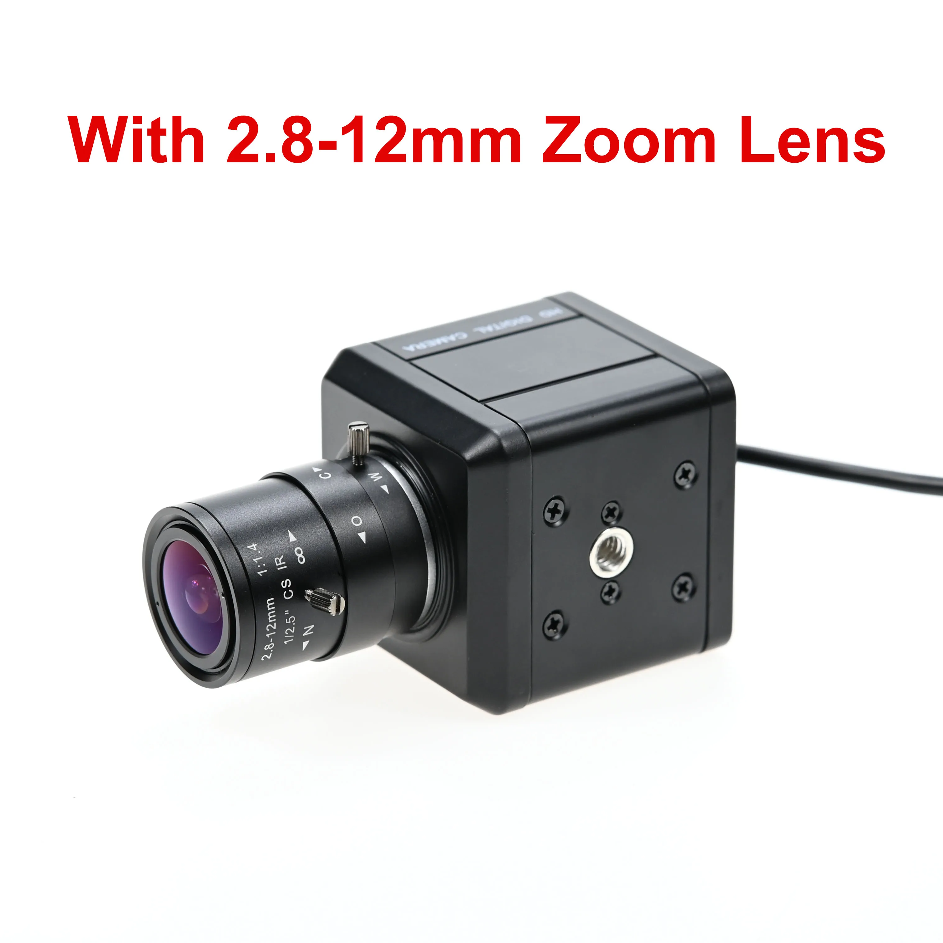 Color Global Shutter Camera 2MP 60fps,1600x1200 Housing Webcam with Manual Zoom 5-50mm 2.8-12mm CS Lens,High Frame Rate Capture