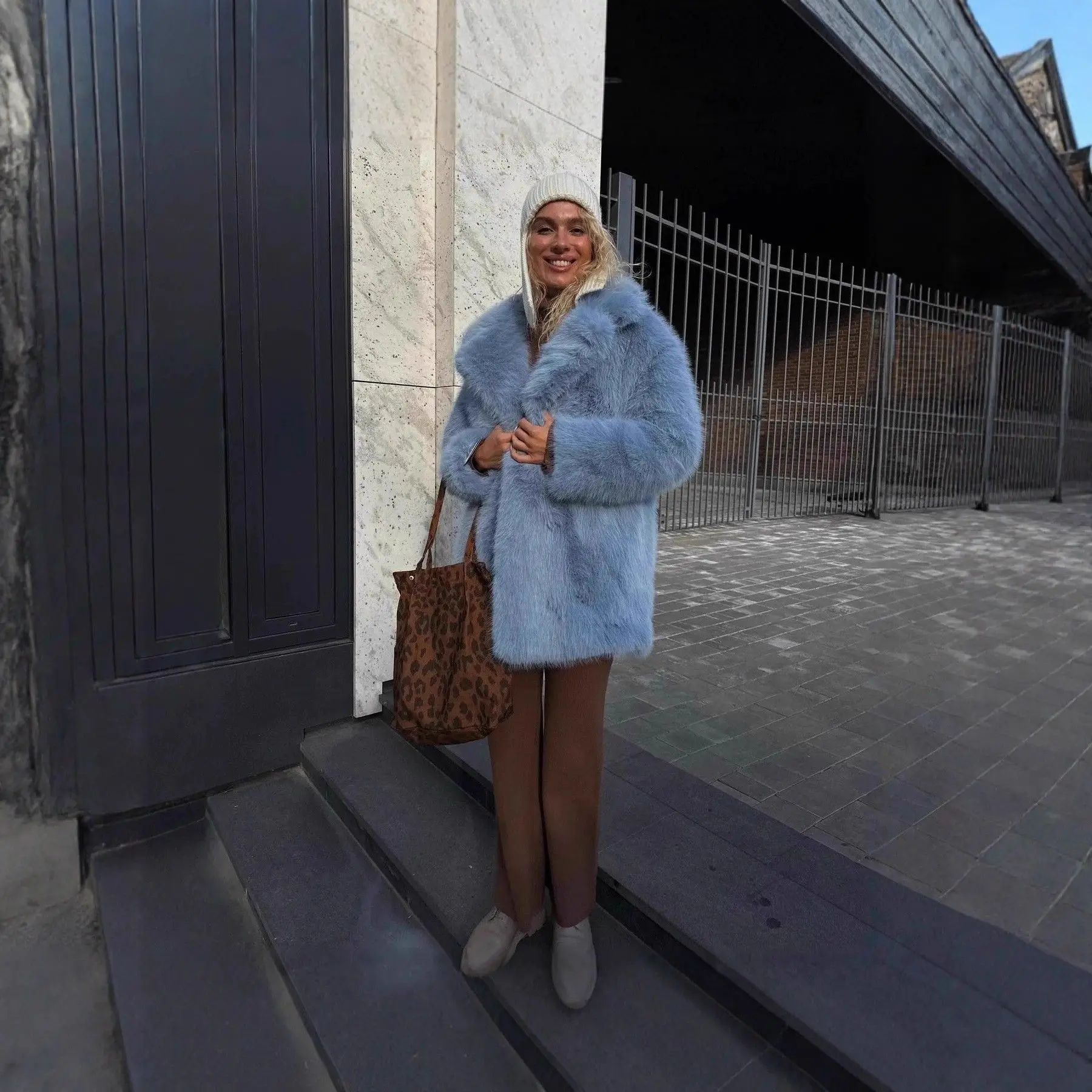 Manteau en fourrure mi-long pour femme, imitation cuir de vison, Jaet, cintré à la taille, Long, col carré, nouvelle collection automne hiver