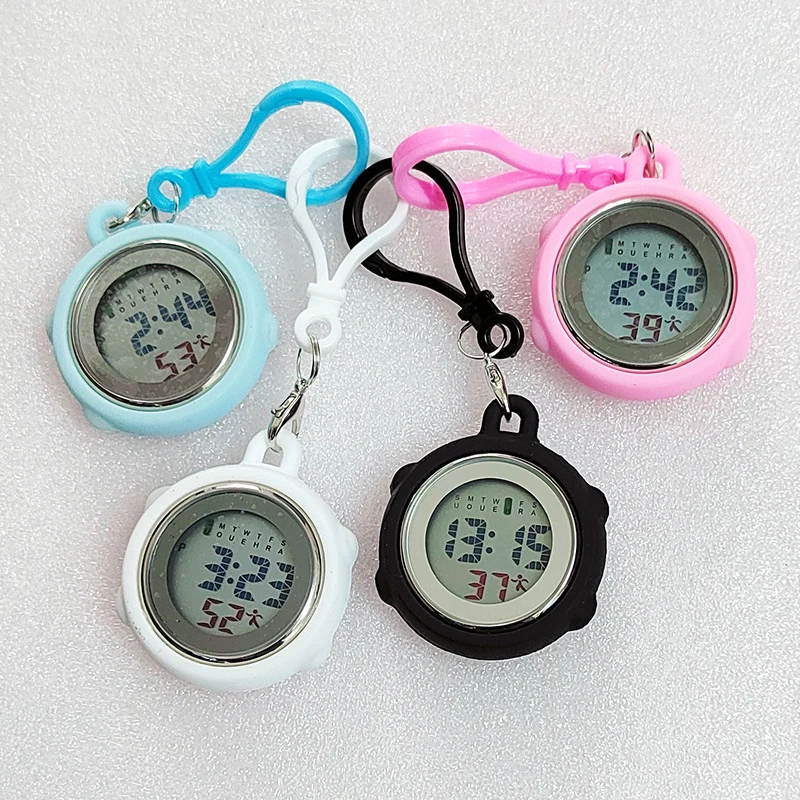 Multifunctional Electronic Digital Pocket Watches Unisex Nurse Doctor Hanging Carabiner Keychains Students Clock