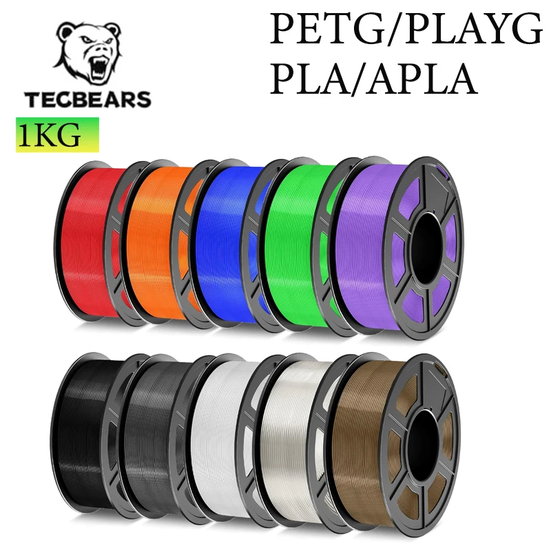 TECBEARS petg 1.1 كجم خيوط ثلاثية الأبعاد PETG خيوط طابعة ثلاثية الأبعاد صلابة قوية طبقة أفضل ربط دقة الأبعاد +/-0.02 مللي متر