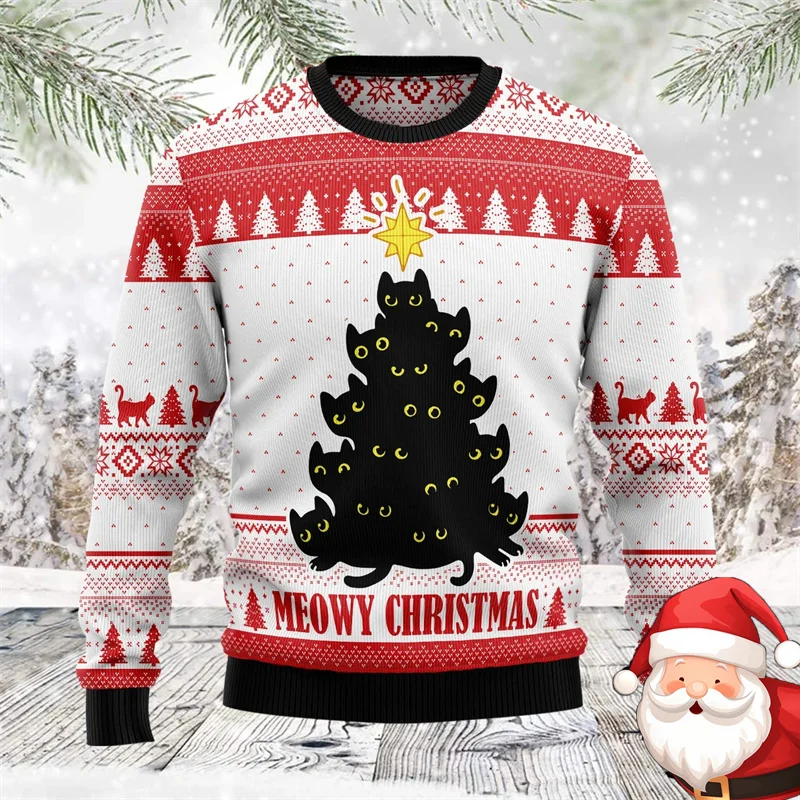 شجرة عيد الميلاد تصميم هوديس للرجل سترة عيد الميلاد للنساء الرجال شخصية فريدة من نوعها جولة الرقبة البلوز الرجال y2k الملابس #2