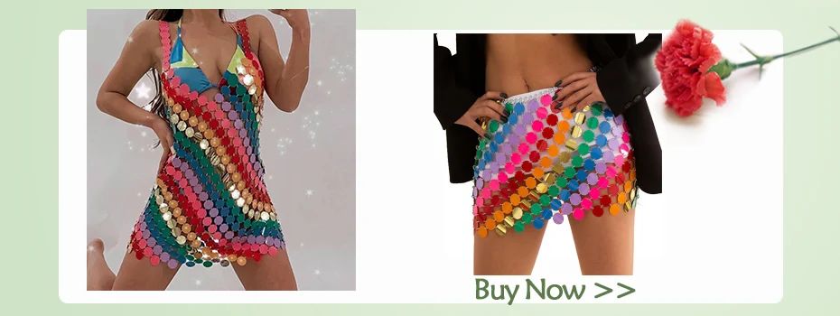 Ingesight. z einzigartige Big Star Pailletten Quaste Mini Top und Rock Frauen sexy Bikini Taille Kette Körpers chmuck Festival Rave Outfit – Detail 38